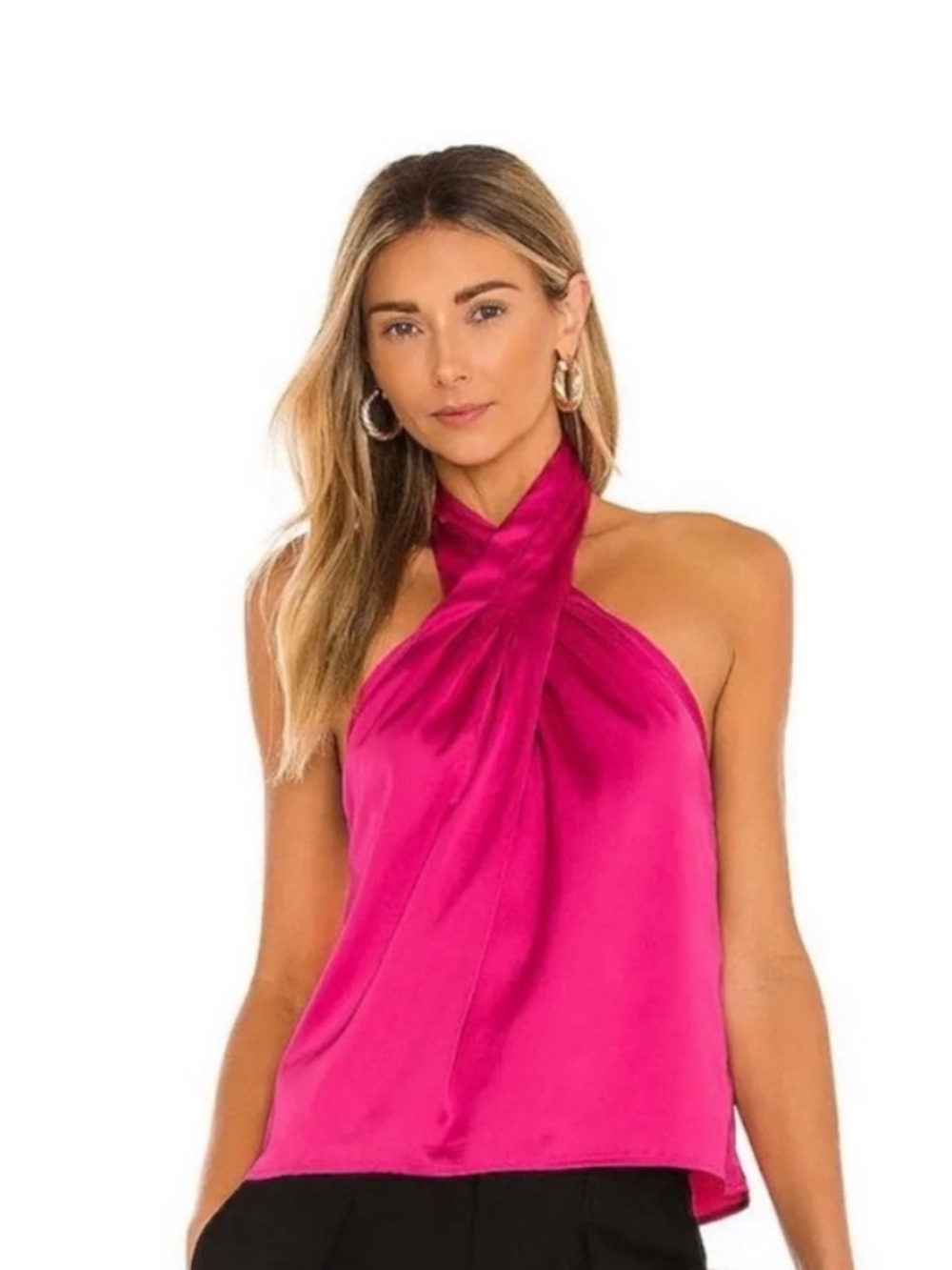 Revolve Superdown pink silk halter top